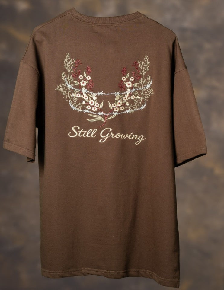 Embroidered Oversized Tshirt – “Still Growing”