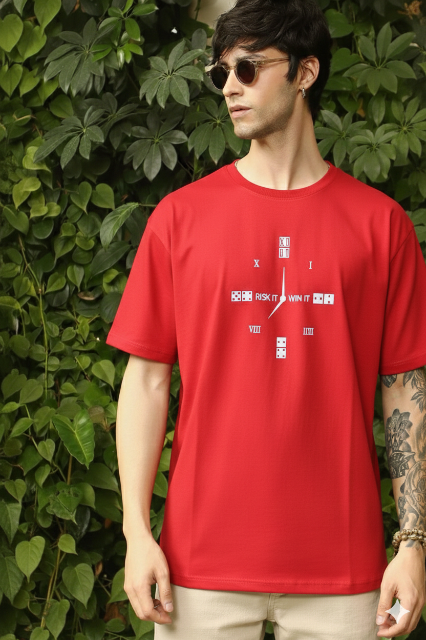 Embroidered Risk it win it - Oversized Tshirt